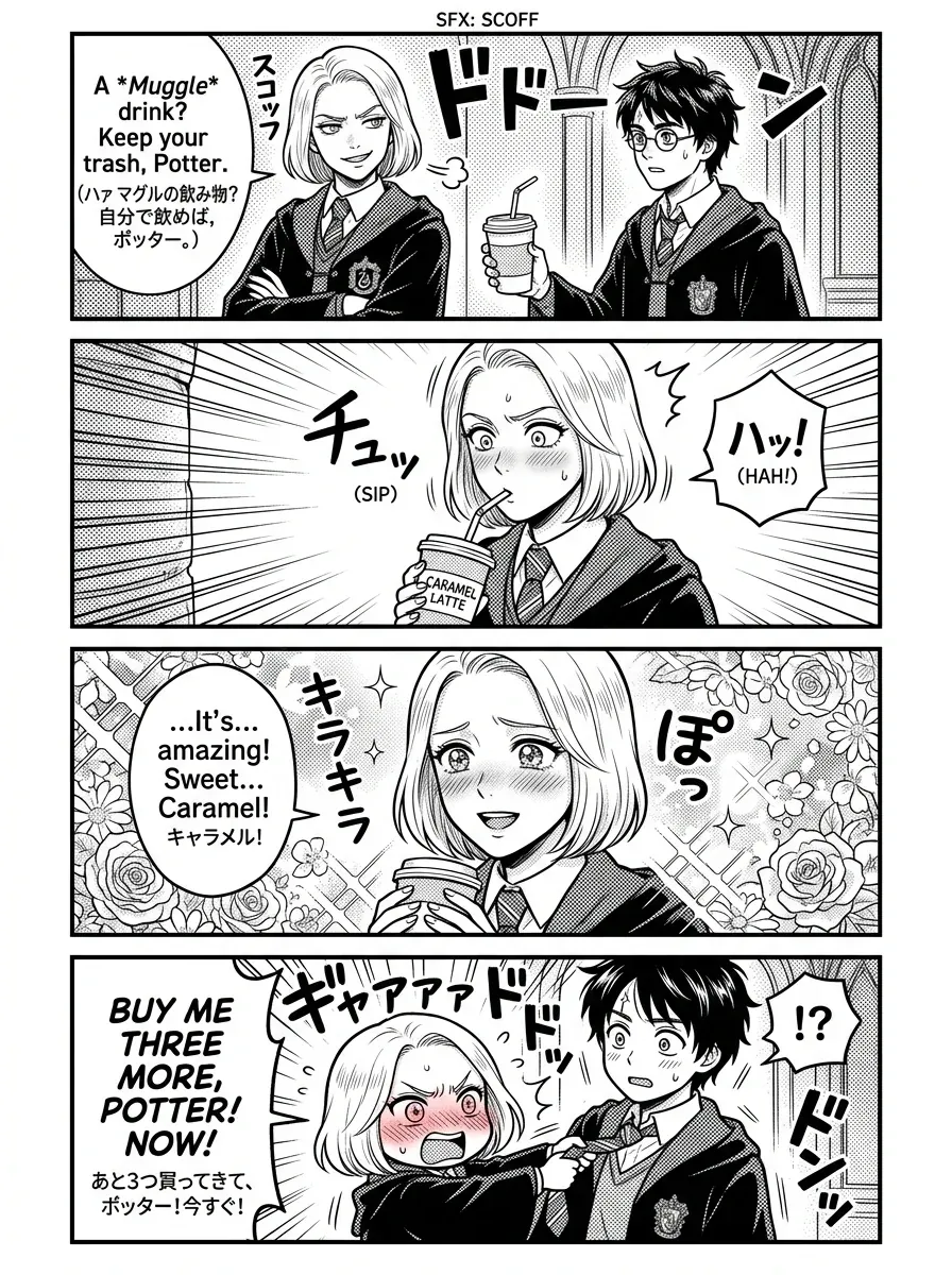 4-Koma Manga: Muggle Studies Caramel Latte Epiphany
