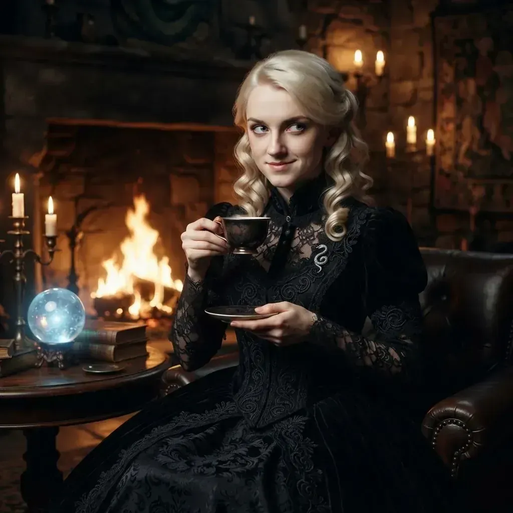 Fireside Tea in the Slytherin Dungeons - Malfoid 4K Wallpaper
