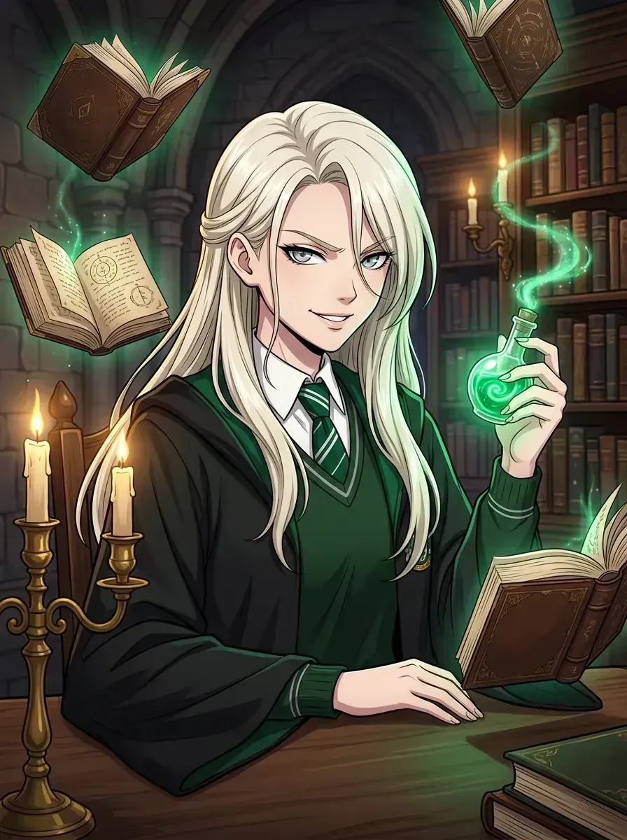 Emerald Library & Forbidden Drafts - Malfoid 4K Wallpaper