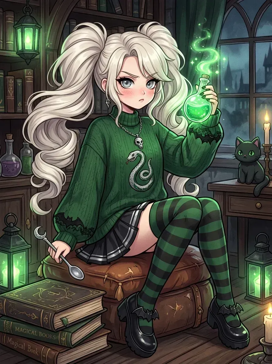 Emerald Sorceress & Serpent Familiar - Malfoid 4K Wallpaper
